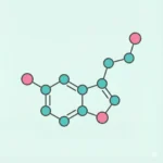 Ilustración conceptual de la serotonina en el cerebro, el neurotransmisor clave para la sensación de bienestar y felicidad, potenciado por la nutrición.